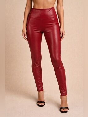 SPANX Red Faux Leather Leggings
